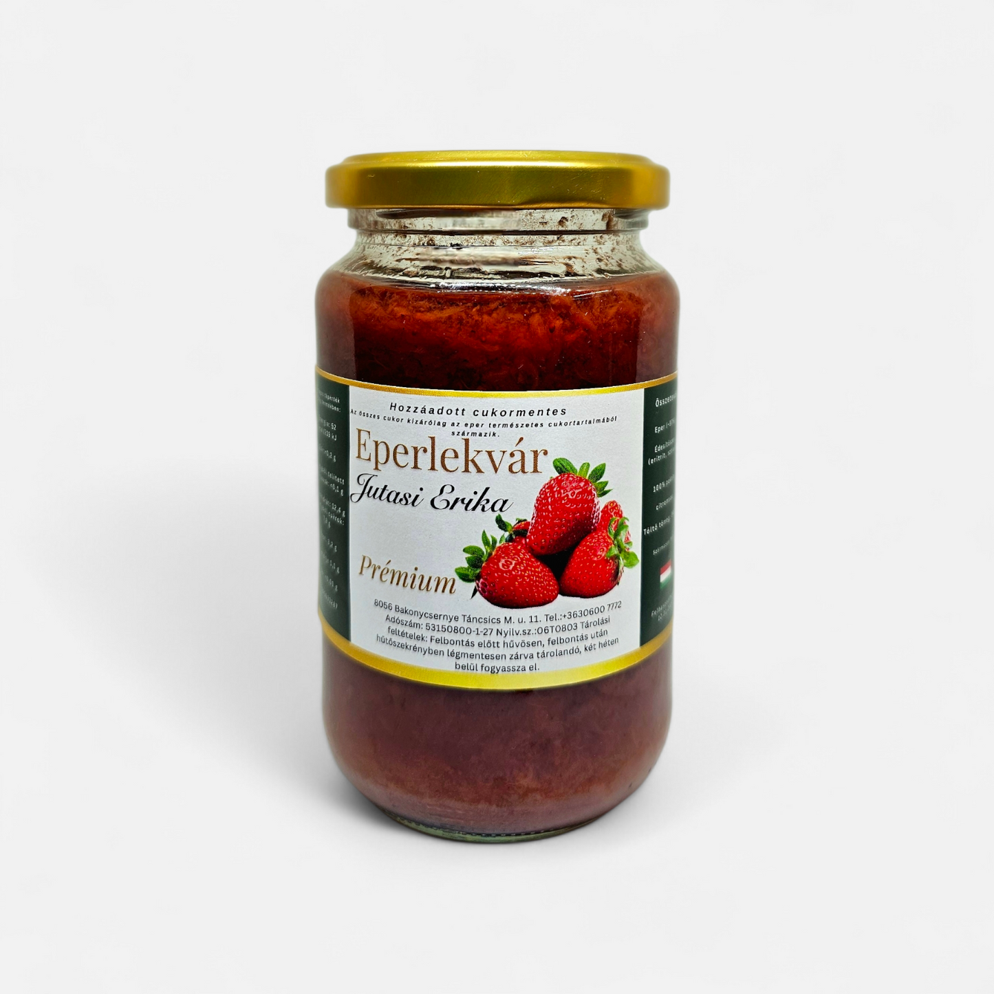 Hozzáadott cukormentes prémium eperlekvár - 340g