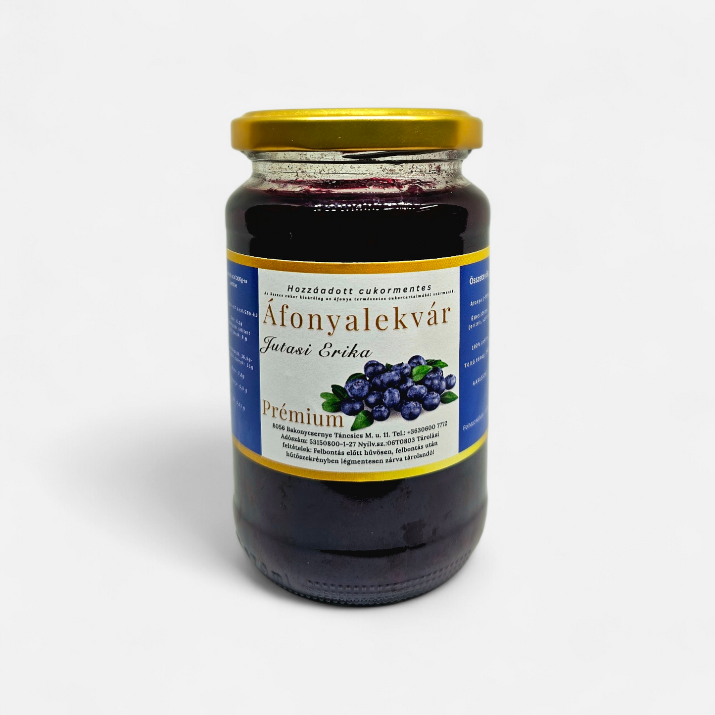 Hozzáadott cukormentes prémium áfonyalekvár - 340g