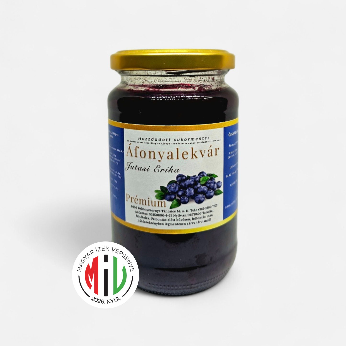 Hozzáadott cukormentes prémium áfonyalekvár - 340g
